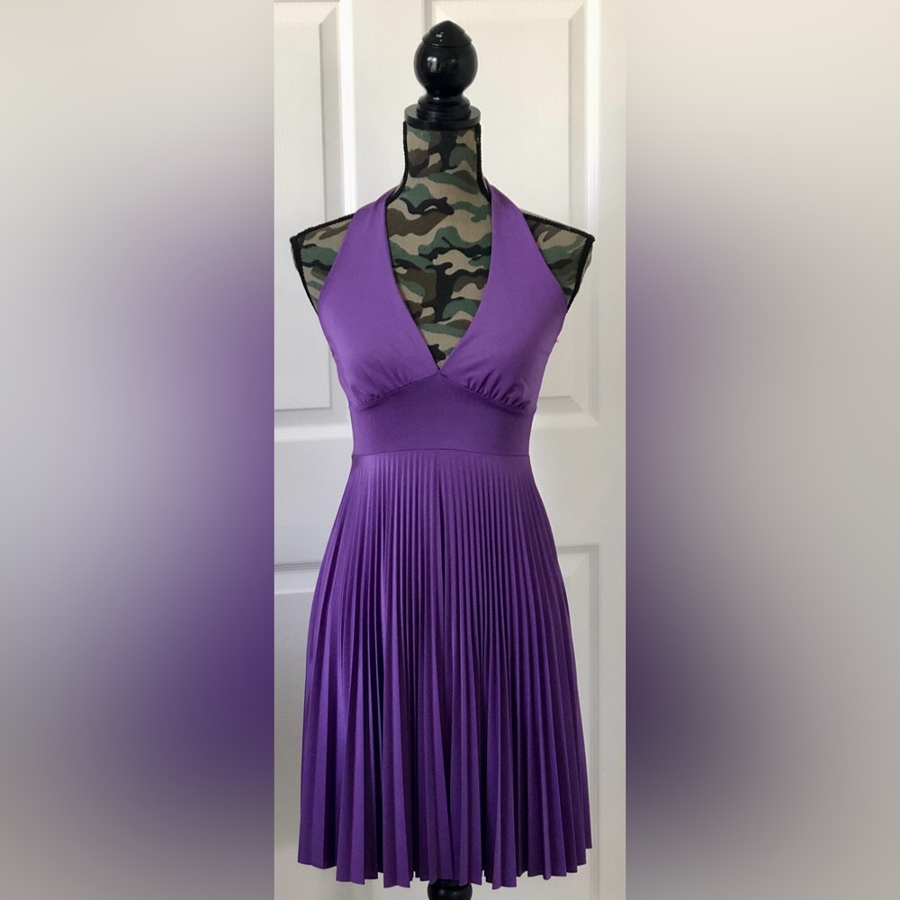 Purple Soprano Halter Accordion Dress